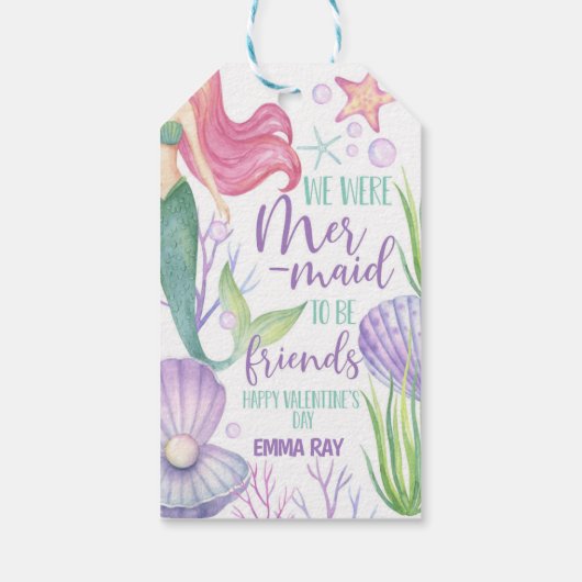 Mermaid Valentijn Favor Tag Cadeaulabel (Achterkant)