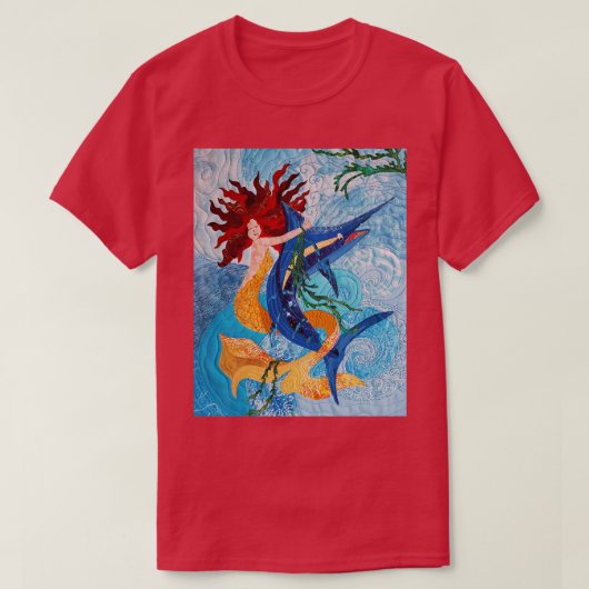 Mermaid vangt een Marlin T-shirt (Design voorkant)