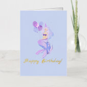 Mermaid Verjaardag Blauw Folie Wenskaart (Voorkant)