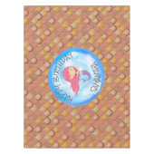 Mermaid verjaardag Bruin Oranje schalen Tablecloth Tafelkleed (Voorkant)