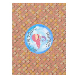 Mermaid verjaardag Bruin Oranje schalen Tablecloth Tafelkleed