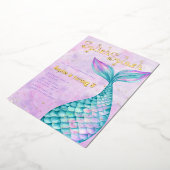 Mermaid Verjaardag Folie Uitnodiging (Gedraaid)