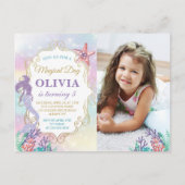 Mermaid Verjaardag Onder De Zee  Foto Uitnodiging (Voorkant)