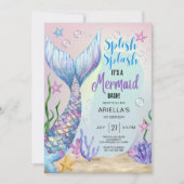 Mermaid Verjaardag Uitnodiging, EDITABLE Mermaid I Kaart (Voorkant)