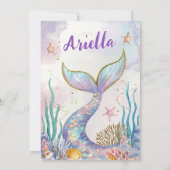 Mermaid Verjaardag Uitnodiging, EDITABLE Mermaid I Kaart (Achterkant)