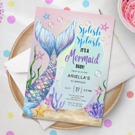 Mermaid Verjaardag Uitnodiging, EDITABLE Mermaid I Kaart
