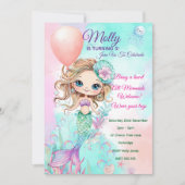 Mermaid Verjaardag Uitnodiging - Gepersonaliseerd (Voorkant)