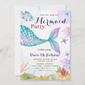 Mermaid Verjaardagsfeest Kaart (Voorkant)