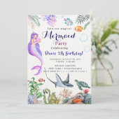 Mermaid Verjaardagsfeest Kaart (Staand voorkant)