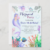 Mermaid Verjaardagsfeest Kaart (Voorkant)