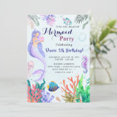 Mermaid Verjaardagsfeest Kaart (Staand voorkant)
