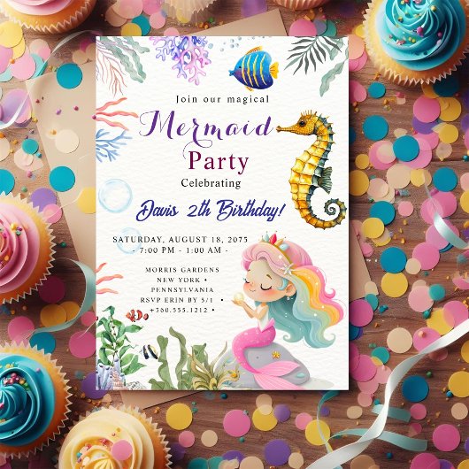 Mermaid Verjaardagsfeest Kaart