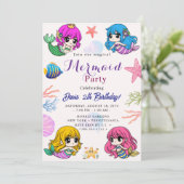 Mermaid Verjaardagsfeest Kaart (Staand voorkant)