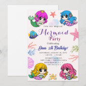 Mermaid Verjaardagsfeest Kaart (Voorkant / Achterkant)