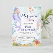 Mermaid Verjaardagsfeest Kaart (Staand voorkant)