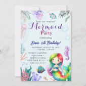Mermaid Verjaardagsfeest Kaart (Voorkant)