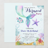 Mermaid Verjaardagsfeest Kaart (Voorkant / Achterkant)