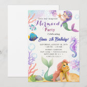 Mermaid Verjaardagsfeest Kaart (Voorkant / Achterkant)