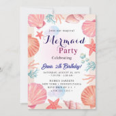 Mermaid Verjaardagsfeest Kaart (Voorkant)