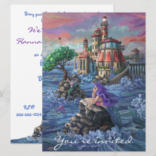 Mermaid verjaardagsfeest uitnodiging