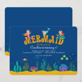 Mermaid verjaardagsfeest uitnodiging (Voorkant / Achterkant)