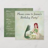 Mermaid verjaardagsfeest uitnodigingen (Voorkant / Achterkant)