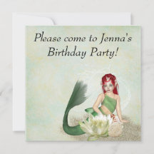 Mermaid verjaardagsfeest uitnodigingen
