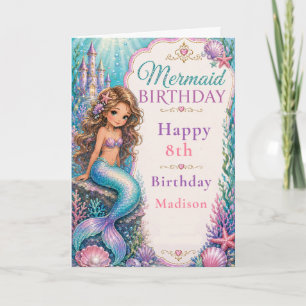 Mermaid Verjaardagsfeestje Kaart