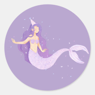 Mermaid verjaardagsfeestje sticker   Onder de zee 