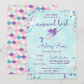 Mermaid verjaardagsfeestje uitnodigingen - Mermaid (Voorkant / Achterkant)