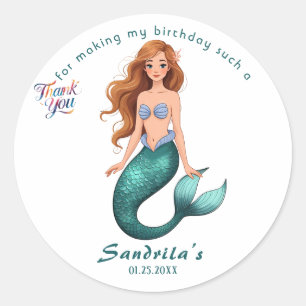 Mermaid verjaardagsfeestje van The Sea Mermaid Ronde Sticker