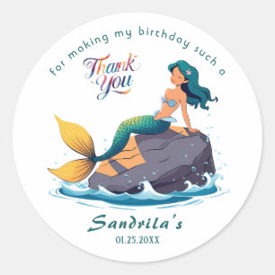 Mermaid verjaardagsfeestje van The Sea Mermaid Ronde Sticker