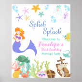 Mermaid Verjaardagsfeestje Welkomstbord Poster (Voorkant)