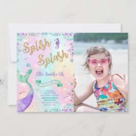 Mermaid verjaardagsfoto uitnodiging