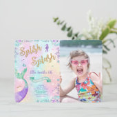 Mermaid verjaardagsfoto uitnodiging (Staand voorkant)