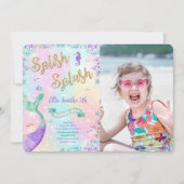 Mermaid verjaardagsfoto uitnodiging (Voorkant)