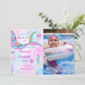 Mermaid verjaardagsfoto uitnodiging (Staand voorkant)