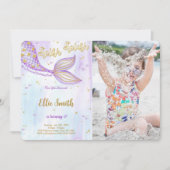 Mermaid verjaardagsfoto uitnodiging (Voorkant)