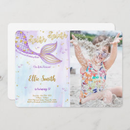 Mermaid verjaardagsfoto uitnodiging