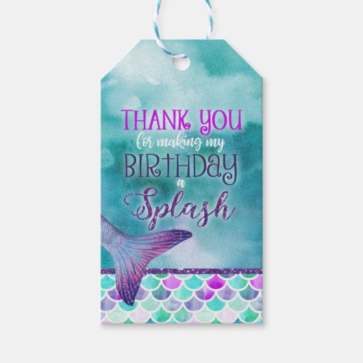 Mermaid verjaardagsgunsttag cadeaulabel (Voorkant)