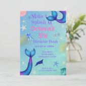 Mermaid verjaardagsuitnodiging | Onder de Partij v Kaart (Staand voorkant)