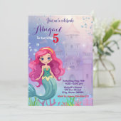 Mermaid verjaardagsuitnodiging voor kinderen kaart (Staand voorkant)