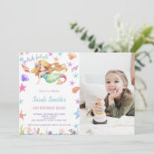  Mermaid verjaardagsuitnodigingen voor kinderen Kaart (Staand voorkant)