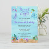 Mermaid verjaardagsuitnodigingen voor meisjes kaart (Staand voorkant)