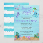 Mermaid verjaardagsuitnodigingen voor meisjes kaart (Voorkant / Achterkant)