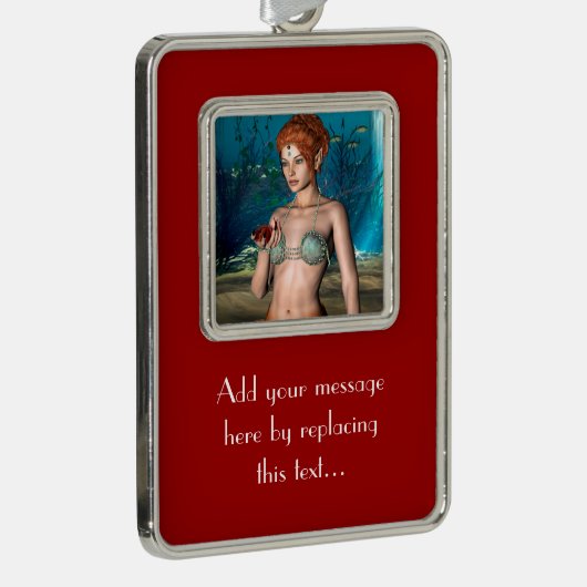 Mermaid Verzilverd Omlijst Ornament (Rechts)