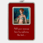 Mermaid Verzilverd Omlijst Ornament (Voorkant)