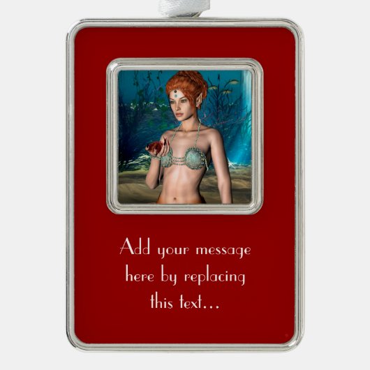 Mermaid Verzilverd Omlijst Ornament (Voorkant)