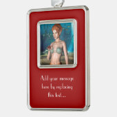 Mermaid Verzilverd Omlijst Ornament (Links)