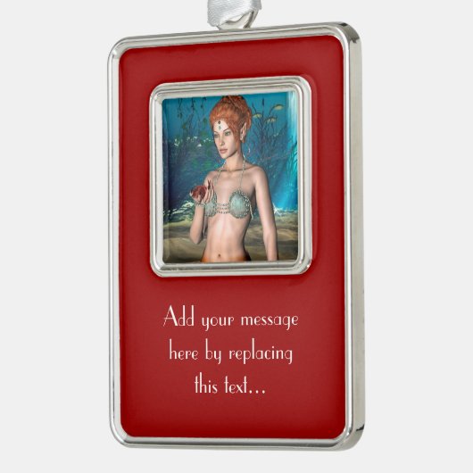 Mermaid Verzilverd Omlijst Ornament (Links)